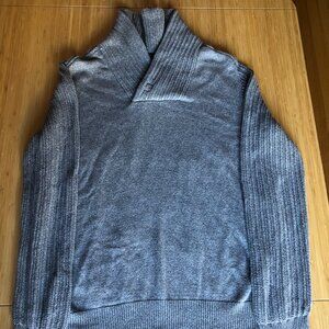 Banana Republic Men's Pullover Shawl Collar Sweater Gray Cotton Blend Size M